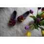 Graue Wollhausschuhe mit großen Blumen